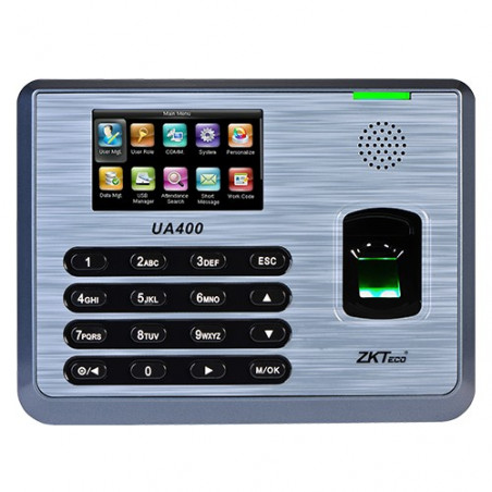 Control de Asistencia IP Zkteco UA400/ID TFT3 3000 Huella Digital 100,000 Registros TCP/IP USB SMS