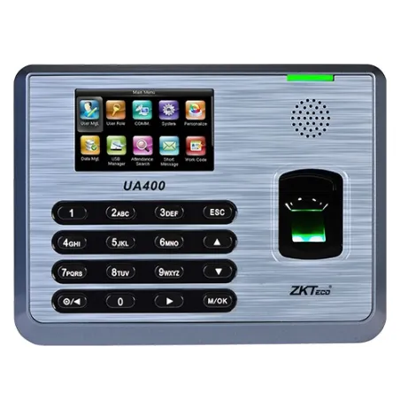 Control de Asistencia IP Zkteco UA400/ID TFT3 3000 Huella Digital 100,000 Registros TCP/IP USB SMS