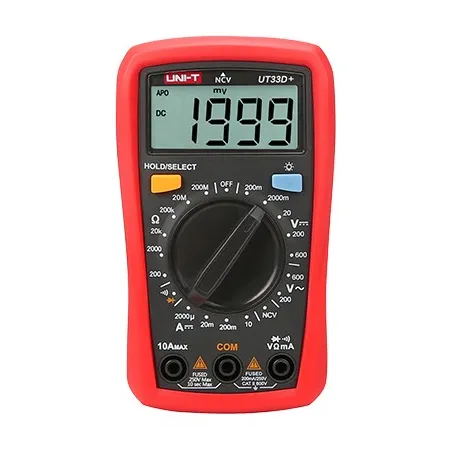 Multimetro Mini Digital UNI-T UT-33D+ ACDC600V NCV 10A Resistencia Diodo Continuidad UNI-T-Multimetro Mini Digital UNI-T UT-33D+