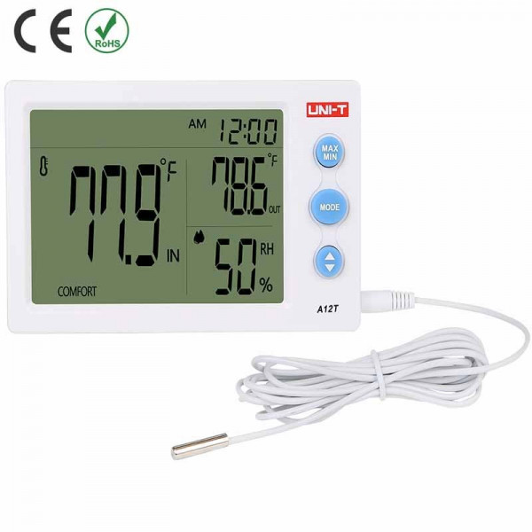 Medidor Humedad Temperatura UNI-T A12T Termohigrometro Medidor alarma Reloj  estación meteorológica