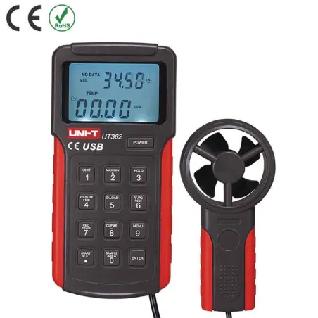  Anemometro Digital UNI-T UT-362 para medir la velocidad Corriente de viento y temperatura 577.118644 Anemometro Digital UNI-T U
