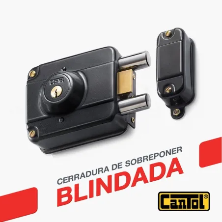  Cerradura Blindada Cantol S400 Negro 3Golpes 3Llaves 7Pines 2Pivotes Sin tirador Ext Metal 80.508475 Cerradura Blindada Cantol 