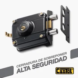  Cerradura Alta Seguridad Cantol Mega S770 Negro 3Golpes 4LlavesDH 10Pines 2Pivotes Pprincipal Madera Metal 143.220339 Cerradura