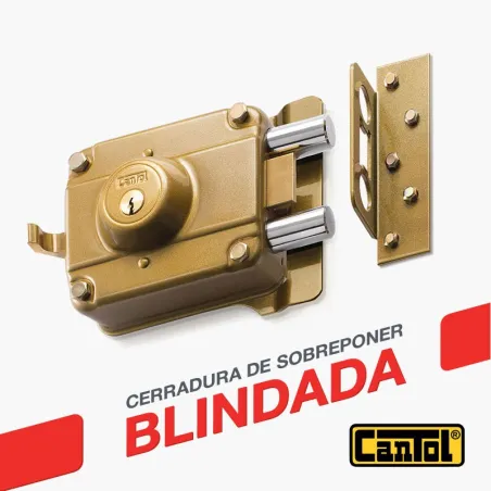  Cerradura Blindada Cantol S800 Negro 3Golpes 3Llaves 7Pines 2Pivotes Ext Madera 87.288136 Cerradura Blindada Cantol S800 Negro 