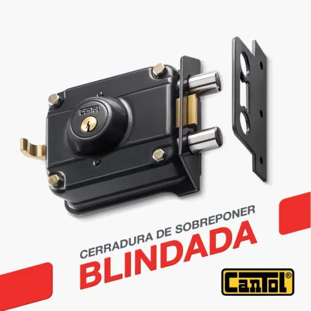  Cerradura Blindada Cantol S700 Negro 3Golpes 3Llaves 7Pines 2Pivotes Int-Ext Metal 87.288136 Cerradura Blindada Cantol S700 Neg