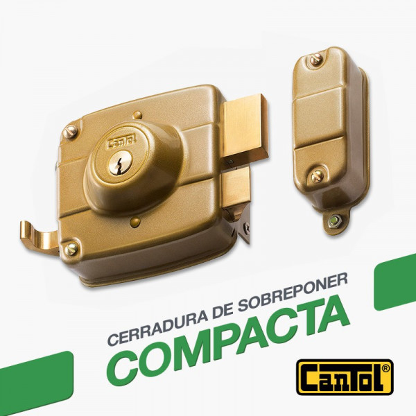 Cerradura Compacta Cantol SC160 Dcha Dorado 2Golpes 3Llaves 7Pines 2Pivotes Int-Ext Madera