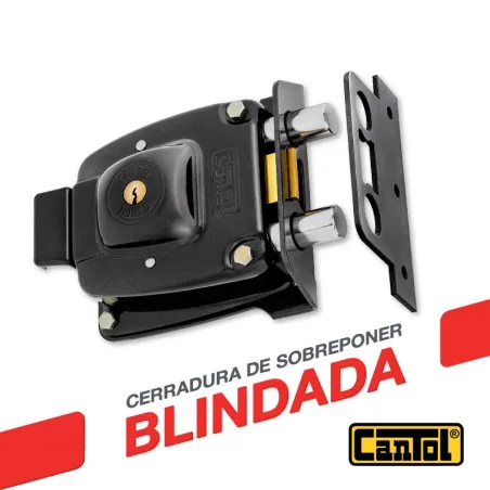  Cerradura Blindada Cantol Maxima M-1700 Negro 3Golpes 3Llaves 7Pines 2Pivotes Pprincipal Fierro 94.067797 Cerradura Blindada Ca