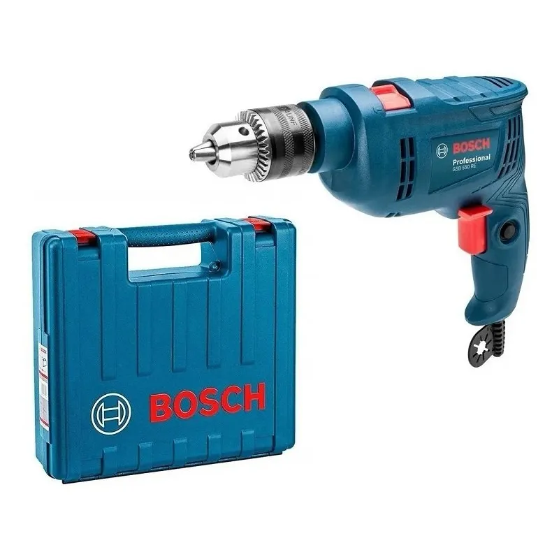 Taladro Percutor Bosch GSB 550 RE, 550W 2800RPM Mandril 13mm MP incluye accesorios