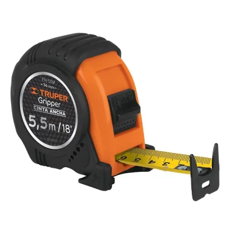 Wincha Flexometro Gripper 5.5 Metros, contra impacto TPR, cinta extra ancha, carcasa ABS, FH-55M 14613 Truper