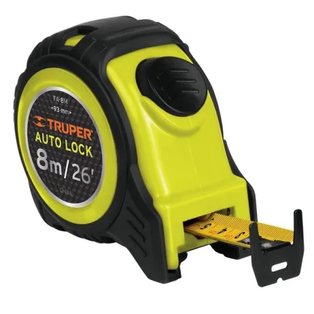  Winchas Flexometro Auto-Lock 8M MedicionAmbosLados TPR ABS Truper 10749 22.033898 Wincha Flexometro Auto-Lock 8M con TPR, cinta