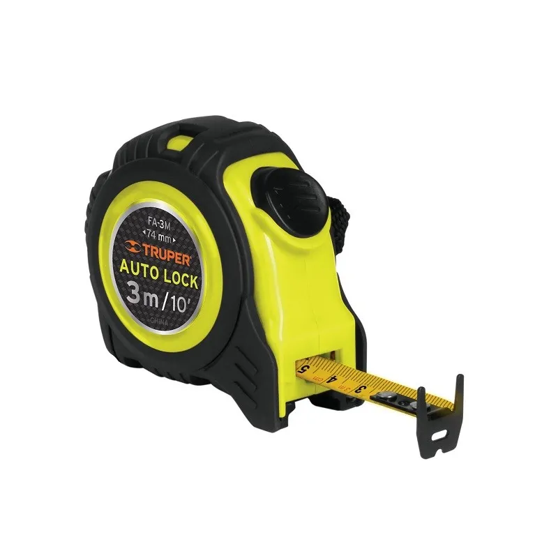 Wincha Flexometro Auto-Lock 3M con TPR, cinta medicion ambos lados, carcasa ABS, FA-3M 10746 Truper