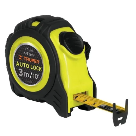  Winchas Flexometro Auto-Lock 3M MedicionAmbosLados TPR ABS Truper 10746 7.966102 Wincha Flexometro Auto-Lock 3M con TPR, cinta 