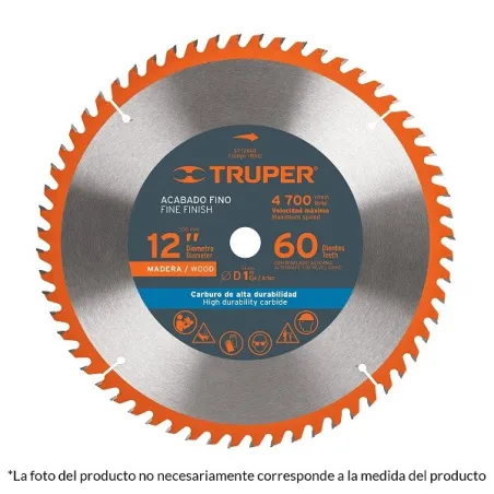  Discos Sierra para Madera 12" Centro 1", 40 Dientes de carburo de tungsteno, ST-1240E 18311 Truper 49.152542 Sierra Circulares 