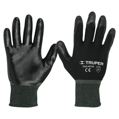  Guantes de Nylon Talla G recubierto de Nitrilo puño tejido, uso metalmecanica, GUX-NIT-L 13295 Truper 6.271186 Guantes de Nylon