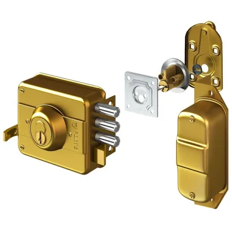  Cerradura Forte Blindada 333 Dorado 3Golpes 3Llaves 3Pivotes CSN Ext Madera Metal 74.576271 Cerradura Forte Blindada 333 Dorado
