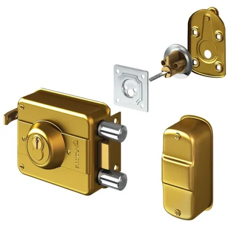  Cerradura Forte Clasica 240 Dorado 3Golpes 3Llaves 2Pivotes CSN PP Ext Madera Metal 69.491525 Cerradura Forte Clasica 240 Dorad
