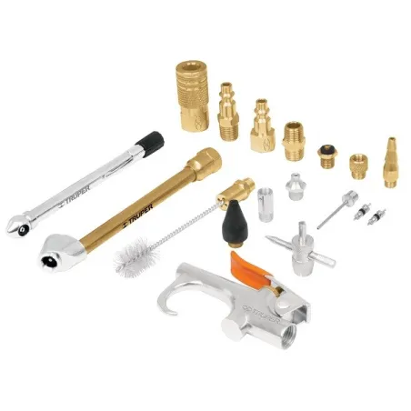  Juego de 18 accesorios neumaticos, para Limpiar, Inflar y Calibrar, 1/4 NPT, Conexion Rapida, JAN-18 19079 Truper 58.474576 Jue