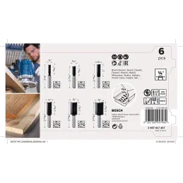 Juego de Fresas Rectas 6PCS 1/4" para Madera Bosch 2607017467 Bosch-Juego de Fresas Bosch Rectas 6PCS 1/4" para Madera 260701746