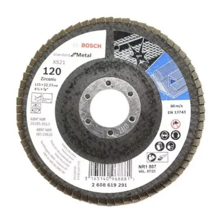 Discos Flap Discs Laminado 4-1/2" Gr120 Eco Curvo Fibra/Zirconio Inox/Metal, Bosch 2608619291 Bosch-Disco Flap ECO Bosch 115mm G
