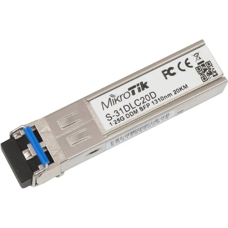 SFP Modulo Mikrotik S-31DLC20D 1.25G SM 20km 1310nm Dual LC UPC