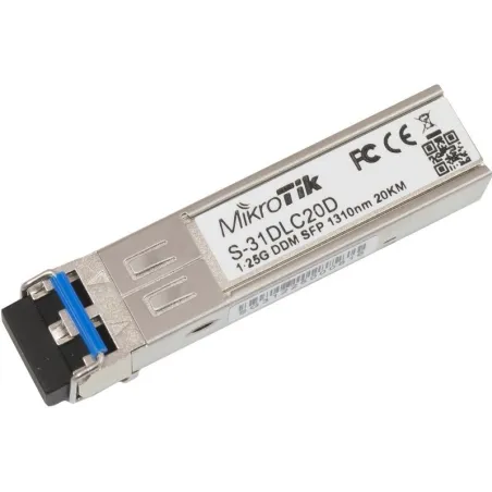 SFP Modulo Mikrotik S-31DLC20D 1.25G SM 20km 1310nm Dual LC UPC