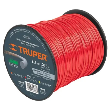  Hilo Redondo para desbrozadora 2.7mm x373M Carrete, HTR5-105 17649 Truper 79.661017 Hilo Redondo para Desmalezadora 2.7mm 373 M