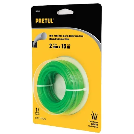 Hilo Redondo para desbrozadora 2mm x15M Blister, HIDE-80P 20023 Pretul 1.949153 Hilo para desbrozadora, Diametro 2 mm Largo 15 