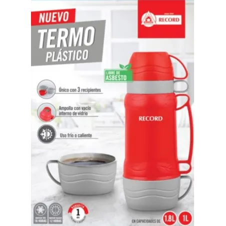  Termo Plastico 1L Ampolla de Vidrio Uso Frio Caliente, 2108000001 Record 47.457627 Termo Plastico 1L Ampolla de Vidrio Uso Frio