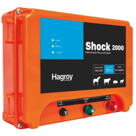 Cerco electrico Ganadero Hagroy Hagroy SHOCK 2000 Electrificador 20km 1.2J 12V IP55