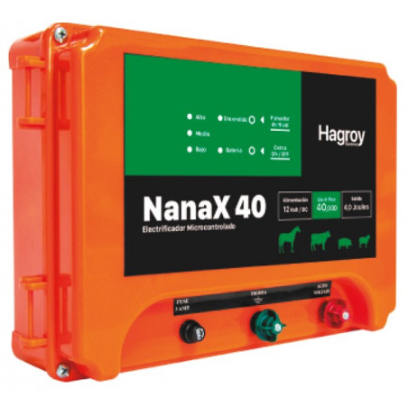 Cerco electrico Ganadero Hagroy NANAX-40 Electrificador 40km 3Niveles 12VDC