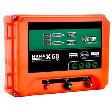 Cerco electrico Ganadero Hagroy NANAX-60D Electrificador 60km 3Niveles Dual 220V 12VDC