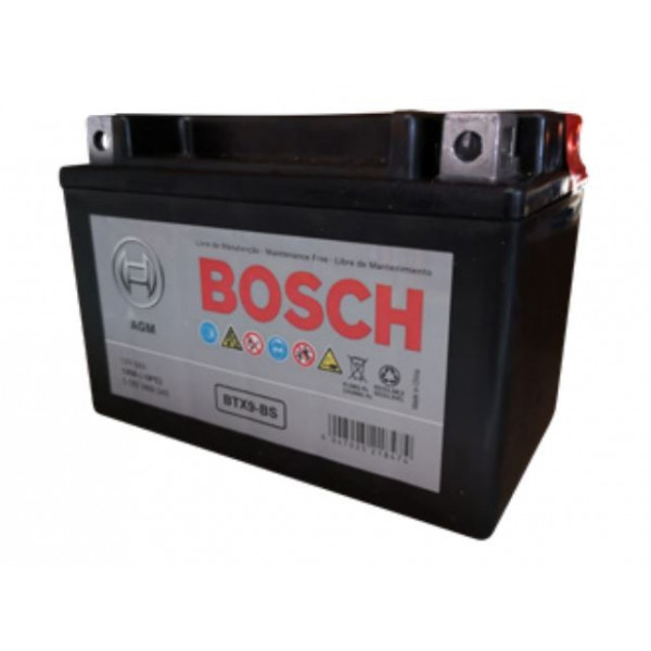 Bateria Motocicleta Bosch 8AH 12V BTX9-BS (YTX9-BS) + - 120A CH144 AGM  BorneCubo 15x8.7x10.