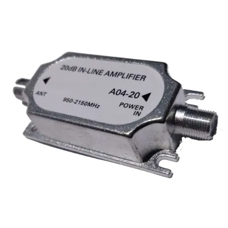 Amplificador de Señal A04-20 20dB 950-2150 MHz Cable Coaxial RG6 F 13.135593 Carcasa de fundición de zinc, niquelado Fuente de 