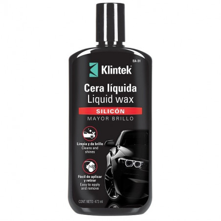 Cera Liquida Liquid Wax 473ml, Silicona Mayor Brillo y proteccion UV, EA-32 57088 Klintek