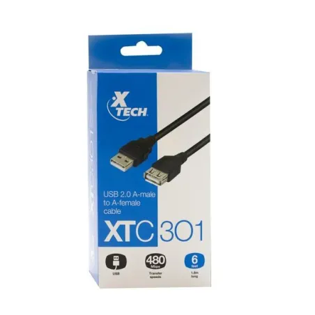 Cable USB Xtech XTC-301 macho A a hembra A 1.8m USB2.0