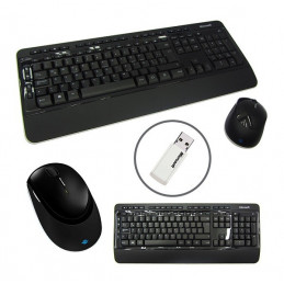Kit Teclado Mouse inalambrico Microsoft Desktop 3050, Receptor USB, Negro, 2.4GHz
