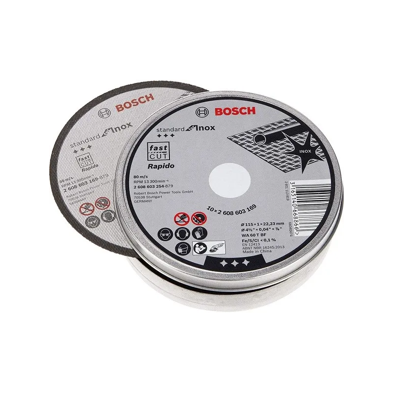 Disco Abrasivo Corte Bosch Inox 4 1/2" - 115mm x1.0mm Set con 10 Discos Standard 2608603254