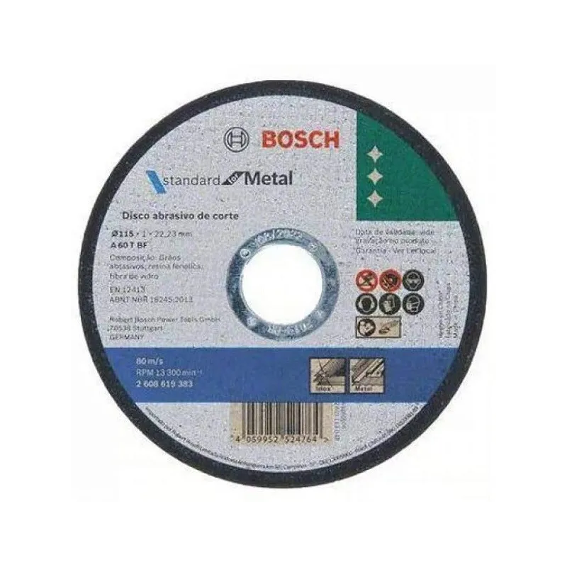 Disco Corte Standard Bonded 115mm x 1,0mm, Bosch 2608619383