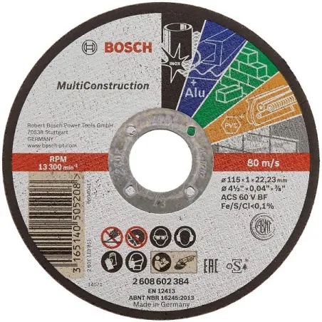  Discos Corte 4 1/2" 115x1.0mm Rapido Multiconstruction, Bosch 2608602384 6.779661 Disco Corte 4 1/2" 115x1.0mm Rapido Multicons