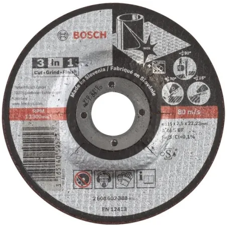  Discos Abrasivo 3 en 1 Expert Corte Desbaste Acabado 115mm X2.5mm, Bosch 2608602388 7.542373 Disco Abrasivo 3 en 1 Expert Corte