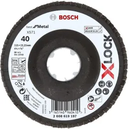  Discos Flap X571 Best for Metal X-LOCK 115mm G40 Curvo Fibra de Vidrio, Bosch 2608619197 16.101695 Disco Flap X571 Best for Met
