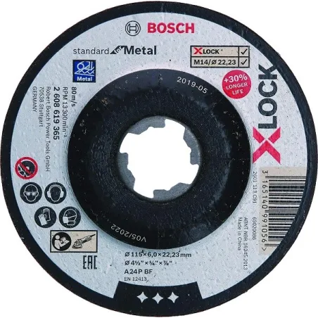  Discos de Desbaste Standard for Metal X-LOCK 115mm x6x22.23mm, Bosch 2608619365 6.694915 Disco de Desbaste Standard for Metal X