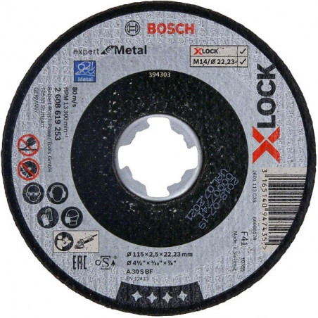 Disco de Corte Expert for Metal X-LOCK 115mm x2.5x22.23mm Centro Plano, Bosch 2608619253