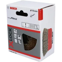 Cepillo de Acero Copa X-LOCK 75mm Alambre Latón Ondulado 0.3mm, Bosch 2608620730 Bosch-Cepillo de Acero Copa X-LOCK 75mm Alambre