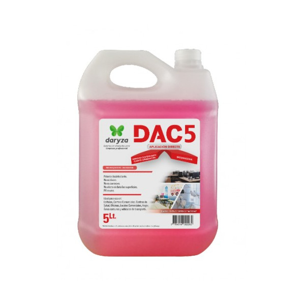 Desinfectante DAC5 5L Aplicación Directa Amonio Cuaternario, 30043 Daryza
