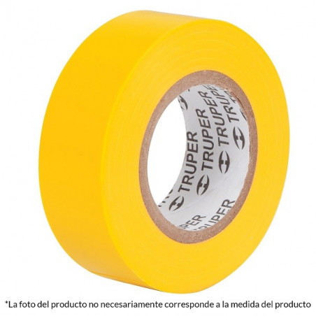 Cinta Aislantes Amarillo 18m x 19 mm, Adhesivo acrilico Espesor 0.18mm, Flexible Encogible, M-33A 12503 Truper