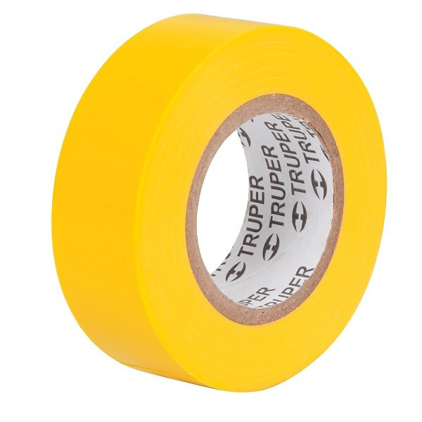 Cinta Aislantes Amarillo 9m x 19 mm, Adhesivo acrilico Espesor 0.18mm, Flexible Encogible, M-22A 13512 Truper