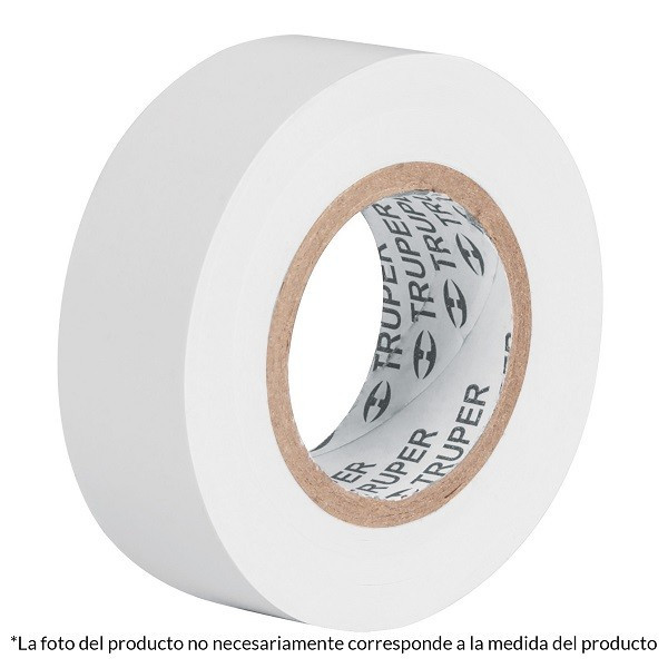 Cinta Aislantes Blanco 18m x 19 mm, Adhesivo acrilico Espesor 0.18mm, Flexible Encogible, M-33B 12506 Truper