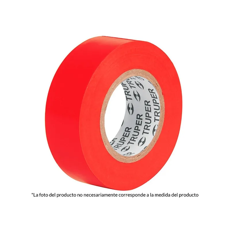 Cinta Aislantes Rojo 18m x 19 mm, Adhesivo acrilico Espesor 0.18mm, Flexible Encogible, M-33R 12504 Truper