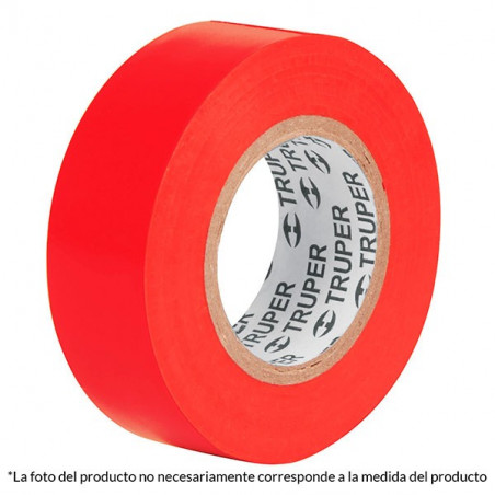 Cinta Aislantes Rojo 18m x 19 mm, Adhesivo acrilico Espesor 0.18mm, Flexible Encogible, M-33R 12504 Truper